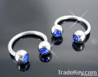 Glaring turqoise fashion crystal body jewelry eyebrow ring