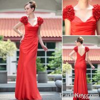 DORISQUEEN drop shipping hot sale floor length appliqued dark red even