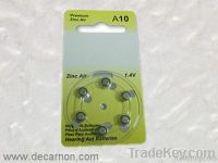 1.4V  A10/PR70zinc air hearing aid/deaf aid button cell battery