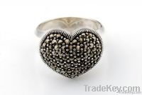 Heart marcasite ring