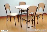 metal and wood dining table and chair set, dinette table set