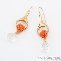 Fashion Cheap Large 18k Rose Gold Crystal Stud Flower Earring