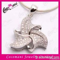 CZ Pave Setting Rhodium Love Knot Pendant For Women