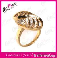 Female Gold Plating CZ Leaf Ring Jewelry Wholesale