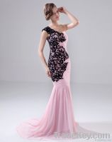 Celebrity Mermaid One-Shoulder Chiffon Floor Length Celebrity Dress