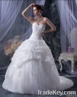 Elegant Organza Sweetheart Beading Ruffle Chapel Bridal Ball Gown Wedd