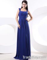 Chiffon Ruffle Shoulder Straps Floor Length Bridesmaid Dress Gown