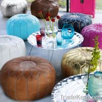 Moroccan Leather Pouffes - Ottoman Foot Stool