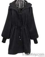 Womens Long Pattern Pishop Sleeve Woollen Overcoat