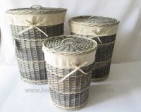 Wooden Chip Tall Wicker Laundry Storahe