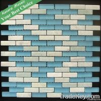 Crystal Glass White Marble Decorative Glass Mosaic Tile Wall(KN-130124