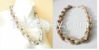Gold &amp; Silver Chunky Crew Pave Link Chain Necklace J Style