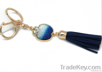 Charm Tassel velvet & acrylic paved stone keychain