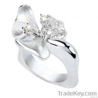 Silver plated flower ring