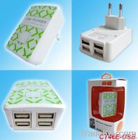 5V/2400mA 4USB wall charger for iPhone/Galaxy