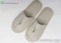 Hotel slippers , Velvet Fabric Closed Toe Indoor Slippers with embroid