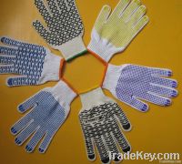 knitted cotton glove with pvc dot
