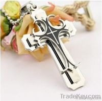 2013 trendy titanium steel vampire cross pendants necklace