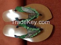 Bohemian beaded Thai silk slippers