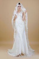 Nice One-tier White /Ivory 8.7 Feets Long  Cathedral Wedding Veil With Applique Edge