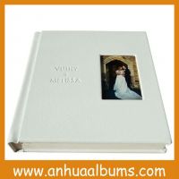 Classic Top Grade White leather cover flush mount album with cameo and imprinting name for photographers