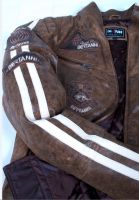 Leather Jacket men brown with stripes