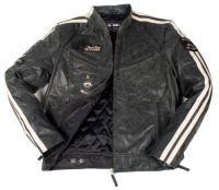 Leather Jacket men black striped