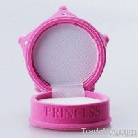 cute princess crown pink flocking jewelry box