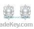 2013 fashion hottest 925 sterling siver pearl stud earring