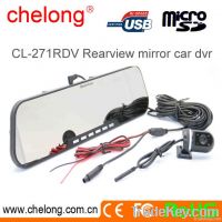 2.7inch dual camera 1080p car dvr rearview mirror dash camera