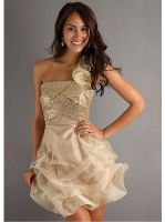 Flower Ruffles Homecoming Party Dress