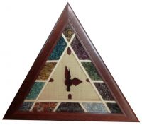 Red Palissander Clock Stones Triangle 46 cm