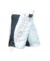 OEM Custom MMA Flexi Tech Shorts | White &amp; Black Grappling Fight Shorts Manufacturer
