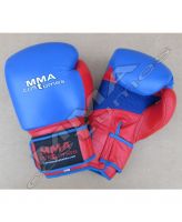 Wholesale Genuine Leather Blue & Red Boxing Gloves | Double Strap with Palm Mesh Ventilation