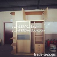 sliding door wardrobe with vertical wall shelf