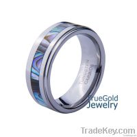 Tungsten Carbide ring, colorful shell inlay tungsten ring