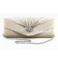 Womens Silk Satin Pleated Evening Bag