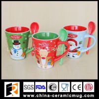 8oz Christmas ceramic mug with spoon