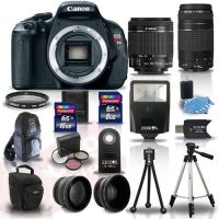 EOS Rebel T3I 600D Body + 4 Lens Kit 18-55 IS +75-300 +24GB Flash &amp;amp; More