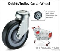 4 inch bolt hole black rubber trolly caster wheel