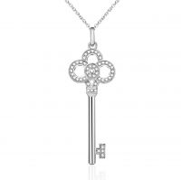  Fashion jewelry Zircon plated sterling silver pendant necklace key-shaped jewelry chains pendant