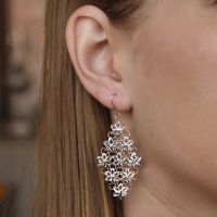 925 Sterling Silver Flower Drop Earring