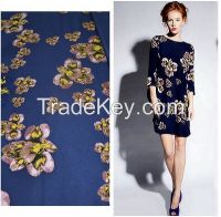 Stretch Silk Flower Print Silk Satin