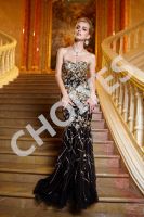 AO62076 black and gold luxury wedding bare back mermaid dress backless lace evening dresses