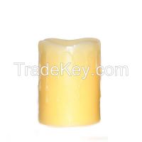 3x4 Inch Flameless Real Wax Melted dripping Pillar Led Candle With Timer, Battery-Operated