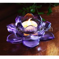 Home Impressions Colorful Lotus Glass Candle Holder Tealight candlesticks Party