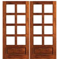 French Double Door | Double Door with Panel Bottoms, 8 Lite Solid Rustic