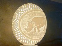 The Rhino hand carved ostrich egg lamp shade