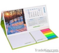 Promotional desk calendar with sticky notes