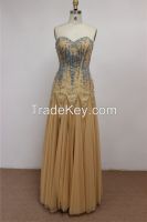 K2001 New Arival Strapless Sweetheart Beaded Chiffon Long Prom Dress